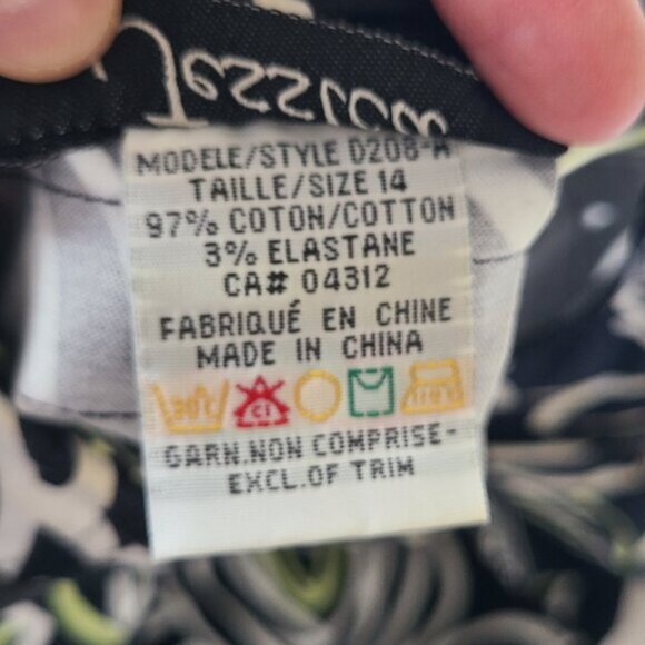 Jessica Flower Floral Black White Green A Line Bow Roses Pattern Midi Skirt - Picture 2 of 8